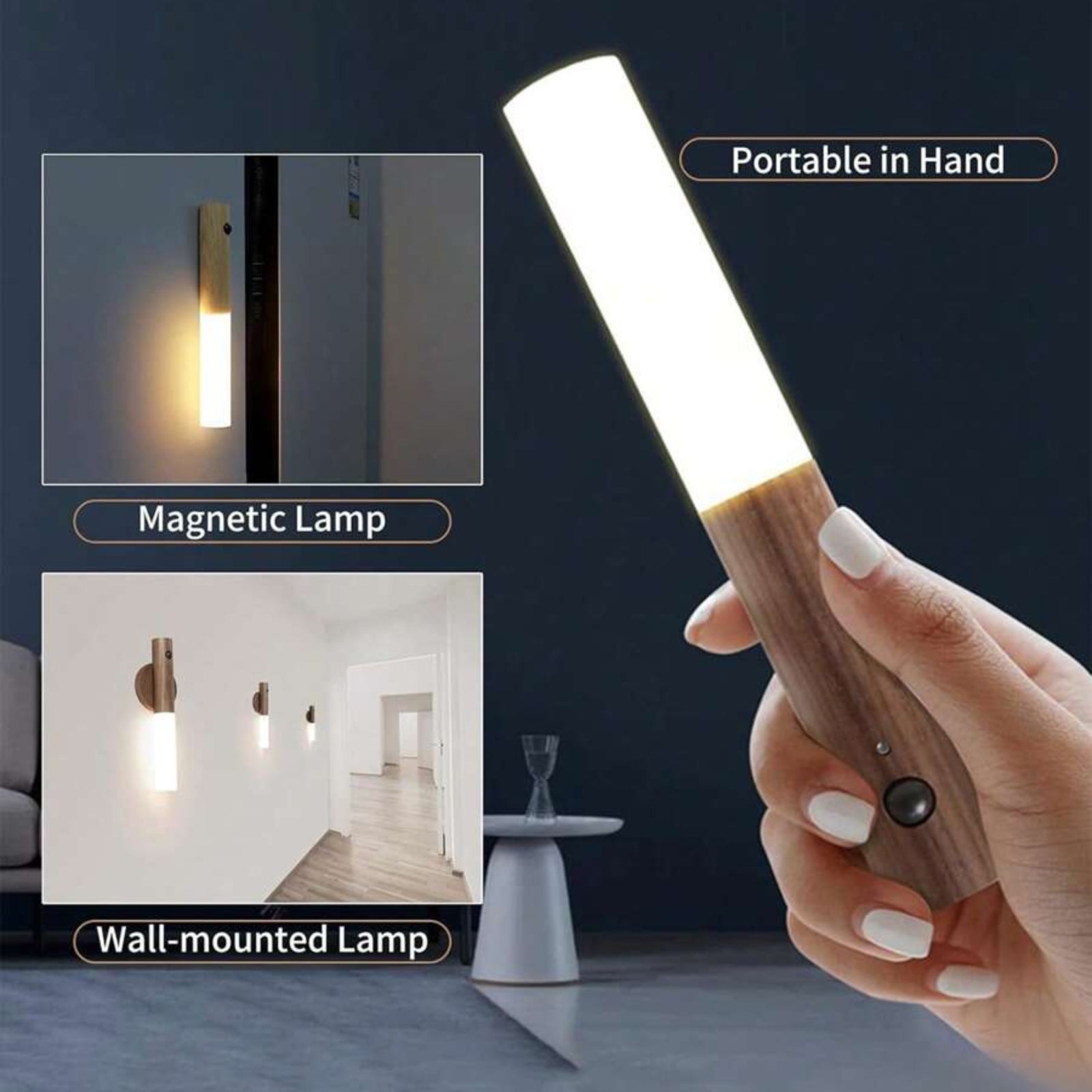 Motion Sensor LED Night Light Magnetic Wall Lamp USB Rechargeable Stick-On Light